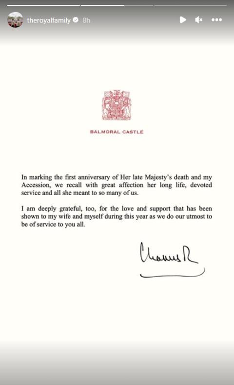 الملك تشارلز برسالة صوتية في الذكرى الأولى