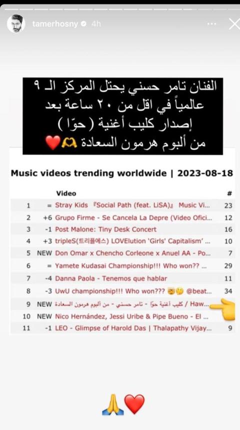 تامر حسني يتصدر الترند العالمي بـ أغنية حوا 